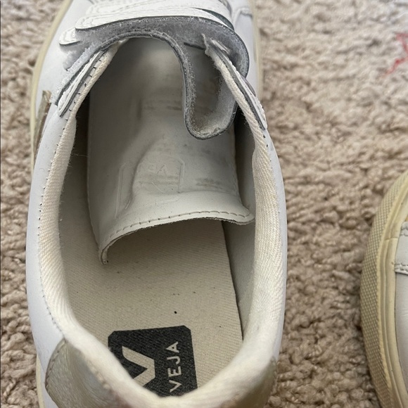 Veja White and Gold Velcro Sneakers - Picture 6 of 7